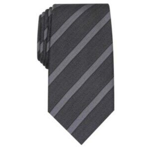 Tasso Elba Mens Sorrento Silk Striped Neck Tie Black OS, NWT